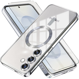 Pouzdro pro Samsung Galaxy S25, Electro MagSafe, stříbrné + sklo na displej