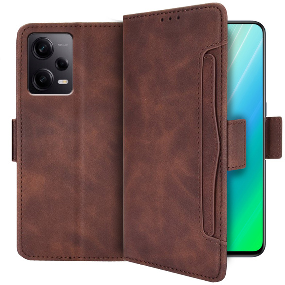 Klopové pouzdro pro Xiaomi Redmi Note 12 5G / POCO X5 5G, Card Slot, hnědé