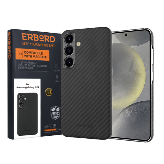 Pouzdro pro Samsung Galaxy S24, ERBORD Full Kevlar, pro MagSafe, černé