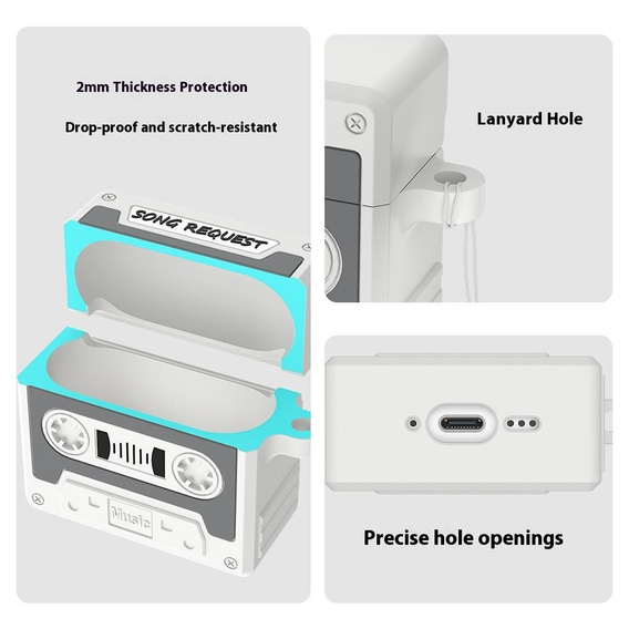 Retro silikonové kazetové pouzdro pro Apple AirPods Pro 3