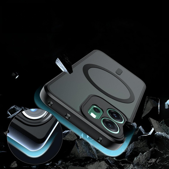 Matné pouzdro pro Oppo Reno 14, pro MagSafe, průsvitné černé