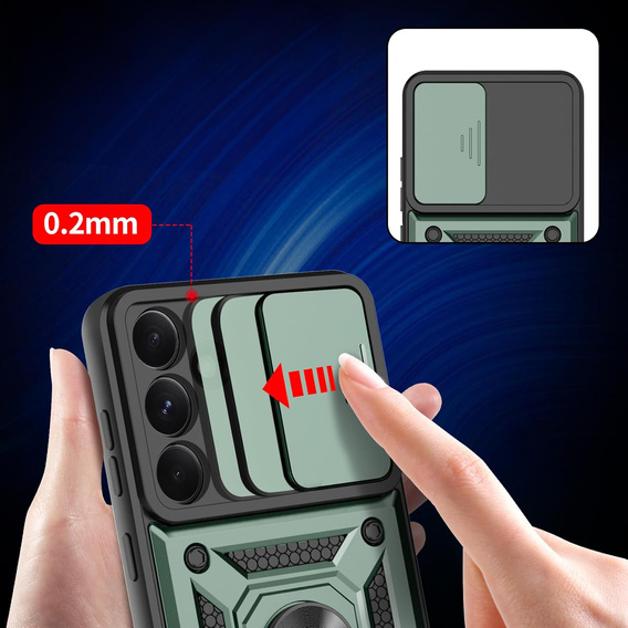Pancéřové pouzdro pro Samsung Galaxy A36, CamShield Slide, zelené + tvrzené sklo 9H