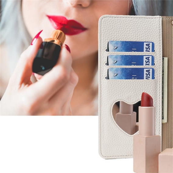 Flipové pouzdro Wallet Zipper Pocket pro Samsung Galaxy A54, Wallet Zipper Pocket, se zrcátkem, bílé