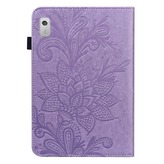 Pouzdro s klopou pro Lenovo Pad M9, flower, fialové