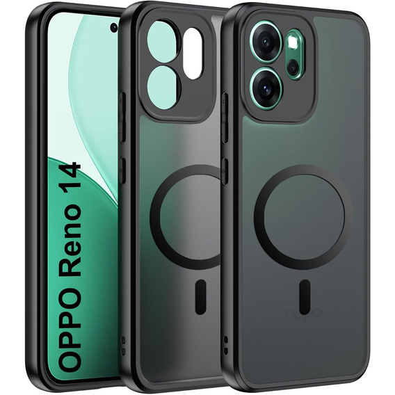 Matné pouzdro pro Oppo Reno 14, pro MagSafe, průsvitné černé