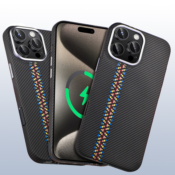Pouzdro pro iPhone 15 Pro Max, Carbon Fiber MagSafe, černé
