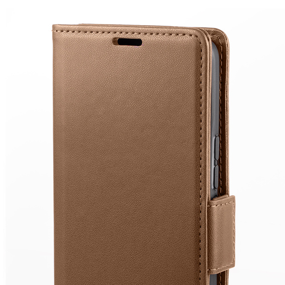 Pouzdro pro Xiaomi Redmi Note 13 5G, ERBORD Glossy Litchi, flipová peněženka, hnědé