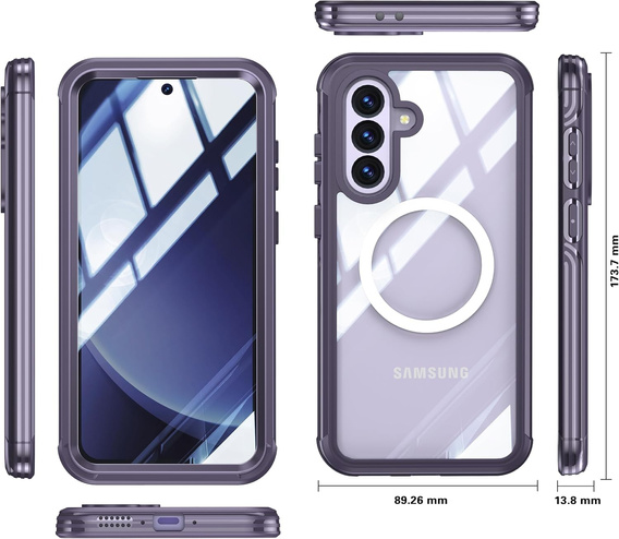 Pouzdro pro Samsung Galaxy A36 / Samsung Galaxy A56, Shockproof, se sklem, pro MagSafe, fialové