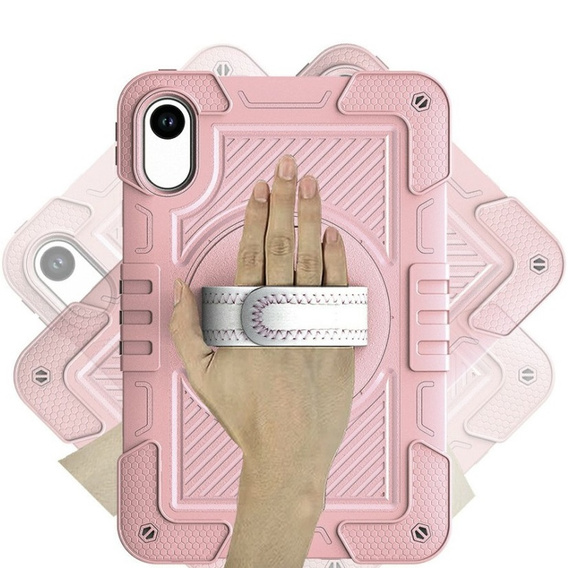 Pevné pouzdro pro Xiaomi Redmi Pad 2, se stojánkem a ramenním popruhem – růžové