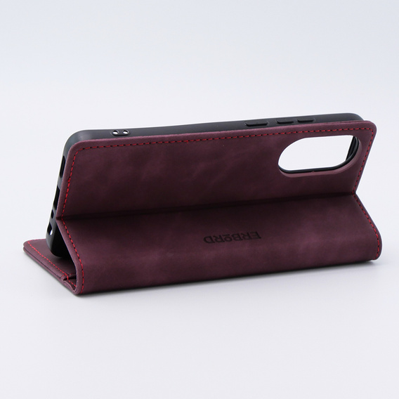 Pouzdro pro Oppo A78 4G, ERBORD Vintage peněženka s klopou, červené