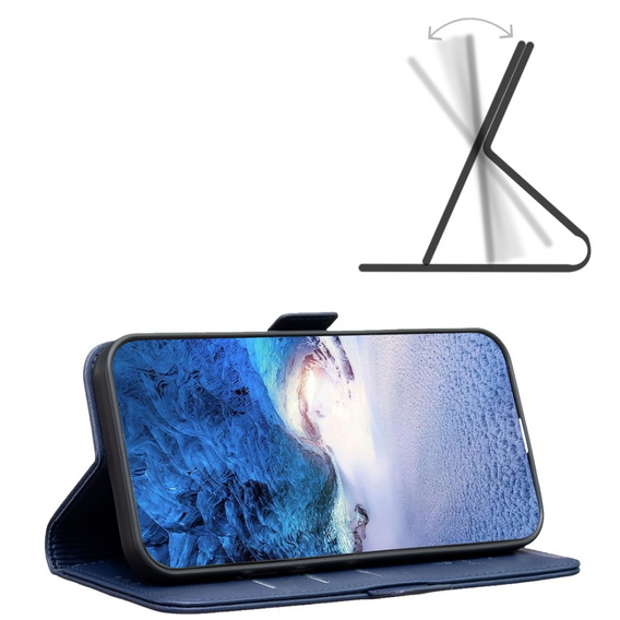 Klopové pouzdro pro Samsung Galaxy A15, BINFEN Wallet, modré + 9H sklo 