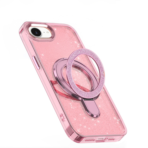 Pouzdro iPhone 16e, Glittery Magnetic Kickstand, růžové