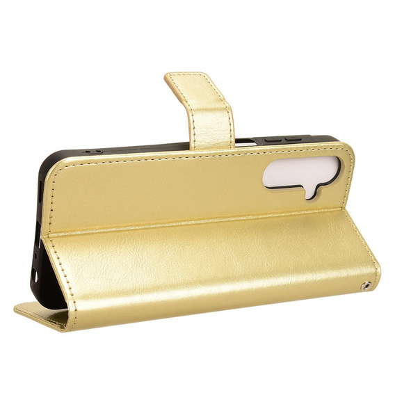 Klopové pouzdro pro Samsung Galaxy A26, Crazy Horse Wallet, zlaté
