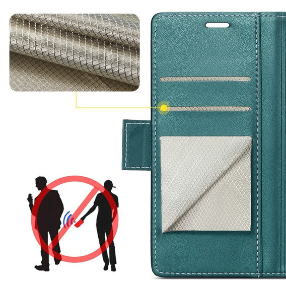 Pouzdro pro Oppo Reno 13F / Oppo Reno 13FS, ERBORD Glossy Litchi, flipová peněženka, zelené