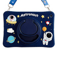 Dětské silikonové pouzdro pro iPad 9.7" 2018/2017 (6/5 gen.), pancéřované s popruhem, Astronaut, námořnicky modré