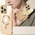 Pouzdro pro iPhone 11 Pro, Electro MagSafe, zlaté + sklo na displej
