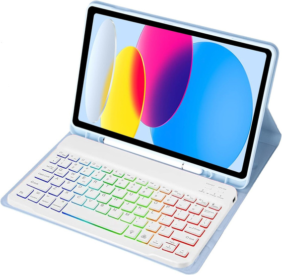 Pouzdro s podsvícenou bluetooth klávesnicí pro iPad 10.9 2022 (10 gen.), modré