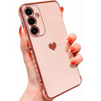 Pouzdro pro Samsung Galaxy A55 5G, Electro heart, růžové zlato + Full Glue Ceramic Glass