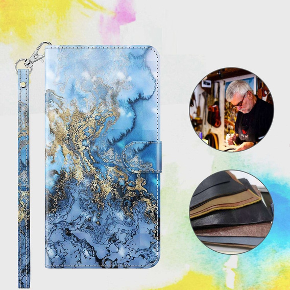 Klopové pouzdro pro Oppo A17, Wallet, Marble modré