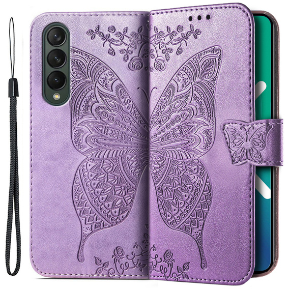 Klopové pouzdro pro Samsung Galaxy Z Fold 4 5G, Butterfly, fialové