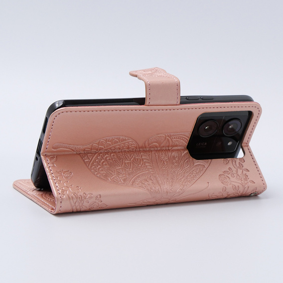 Klopové pouzdro pro Xiaomi 13T / 13T Pro, Butterfly, růžové rose gold