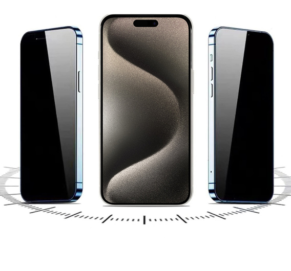2x Tvrzené sklo pro iPhone 15 Pro, ERBORD 9H Easy App Anti-Peep
