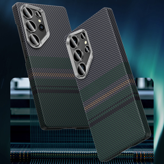 Pouzdro BENKS Kevlar pro Samsung Galaxy S25 Ultra, pro MagSafe, Carbon Fiber, černé