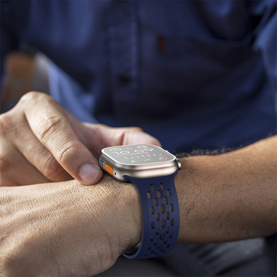 Silikonový řemínek pro Apple Watch 1/2/3/4/5/6/7/8/SE/ULTRA 42/44/45/49MM, námořnická modř