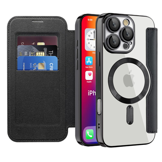 Klopové pouzdro pro iPhone 16 Pro, RFID Wallet MagSafe CamShield, černé