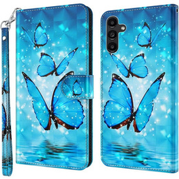 Klopové pouzdro pro Samsung Galaxy A14 4G/5G, Wallet Butterfly, modré