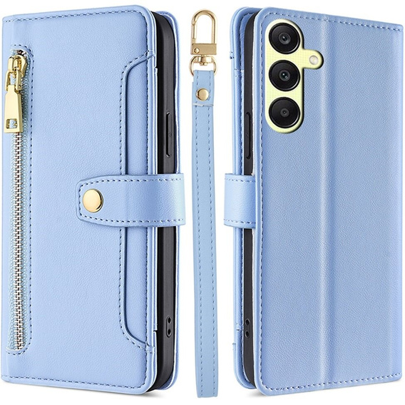 Klopové pouzdro pro Samsung Galaxy A25 5G, Wallet Zipper Pocket, modré