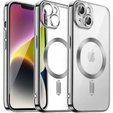 Pouzdro pro iPhone 14, Electro MagSafe, stříbrné + sklo na displej