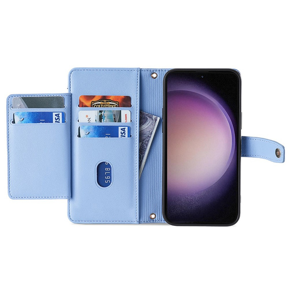 Klopové pouzdro pro Samsung Galaxy M34, Wallet Zipper Pocket, modré