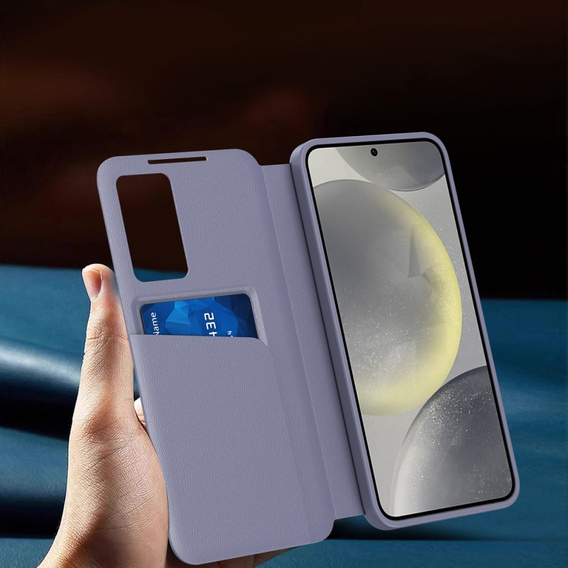 Flipové pouzdro pro Samsung Galaxy S24 FE, Smart View Wallet, levandulové
