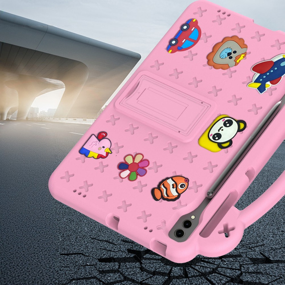 Dětské pouzdro pro Samsung Galaxy Tab S10+ Plus, Cute Patterns, se stojánkem, růžové