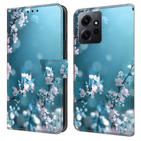 Klopové pouzdro pro Xiaomi Redmi Note 12 4G, Wallet, cherry blossom, modré