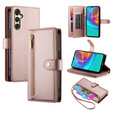 Klopové pouzdro pro Samsung Galaxy A36 5G, Wallet Zipper Pocket, růžové
