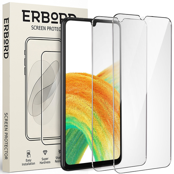 2x tvrzené sklo pro Samsung Galaxy A33 5G, ERBORD 9H Hard Glass na displeji