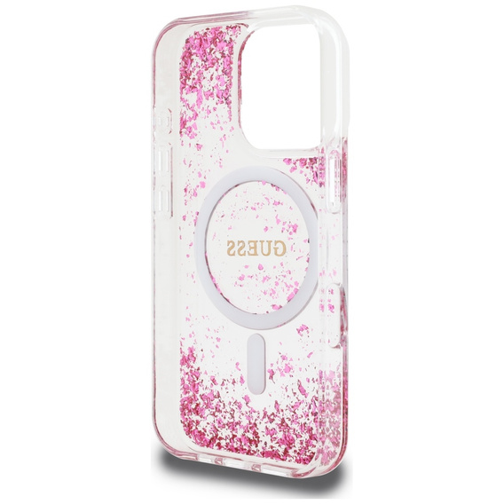 Pouzdro GUESS Resin Bottom Glitter MagSafe pro iPhone 16 Pro Max