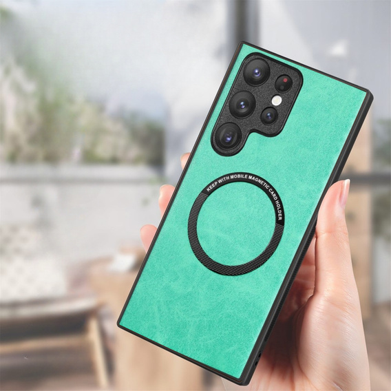 Pouzdro pro Samsung Galaxy S23 Ultra, Leather Hybrid MagSafe, zelené