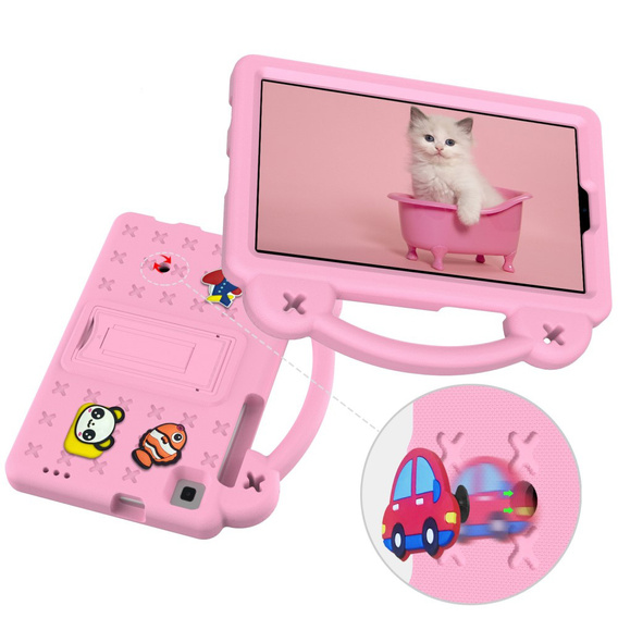 Dětské pouzdro pro Samsung Galaxy Tab A7 Lite 8.7 T220/T225, Cute Patterns, se stojánkem, růžové
