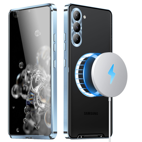 Ochranné pouzdro na fotoaparát pro Samsung Galaxy S23, CamShield MagSafe, transparentní / modré