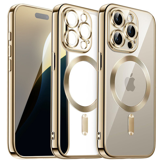 Pouzdro pro iPhone 16 Pro Max, Electro MagSafe, zlaté + sklo na displej