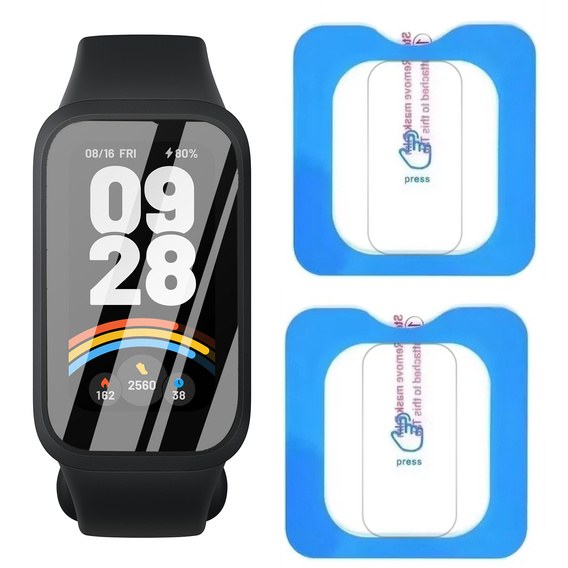 2x Tvrzené sklo ERBORD pro Xiaomi Smart Band 9 Active, s montážním rámečkem