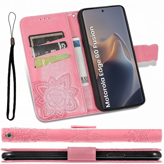 Klopové pouzdro pro Motorola Edge 60 / 60 Fusion, Butterfly, růžové rose gold
