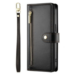 Klopové pouzdro pro Samsung Galaxy A56 5G, Wallet Zipper Pocket, černé