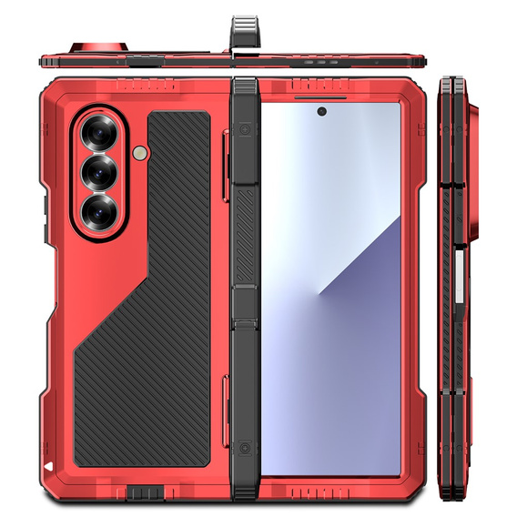 Pancéřové pouzdro pro Samsung Galaxy Z Fold6 5G, hliníkové, se stojánkem a prostorem pro stylus, černé