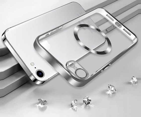 Pouzdro pro iPhone 7 / 8, Electro MagSafe, stříbrné + sklo na displej