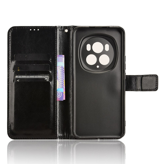 Klopové pouzdro pro Honor Magic 6 Pro 5G, Crazy Horse Wallet, černé