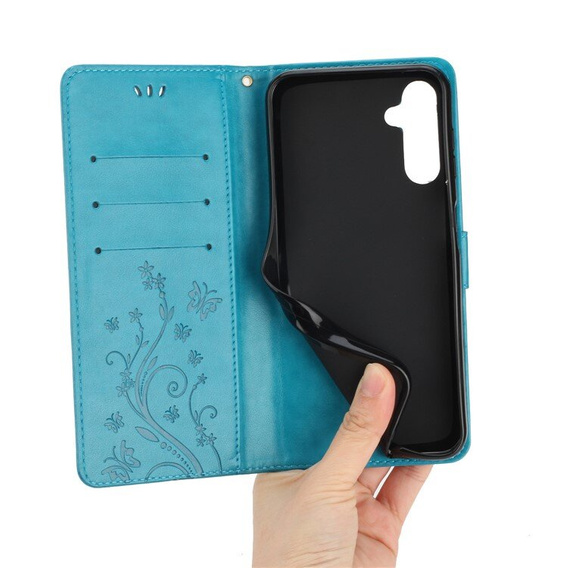 Klopové pouzdro pro Samsung Galaxy A55 5G, Wallet, Butterfly, fialové